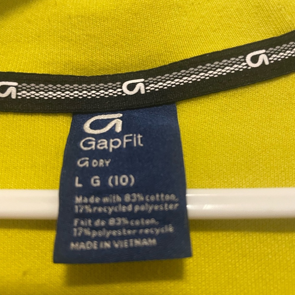 GAP Fit Bright Yellow Activewear Zip Hoodie for Kids Size Large 11-12y - Picture 6 of 10